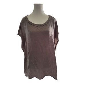 Tahari Woman 3X Olive Green 100% Cotton Sleeveless Crew Neck Tank Crinkle Gauze